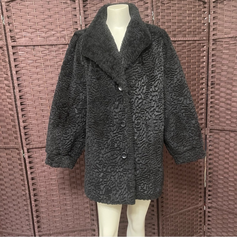 Vintage Black Curly Fur Coat Persian Lamb